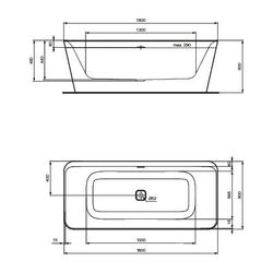 Ideal Standard Duo-Badewanne Tonic II, freistehend, mit Ablauf, 1800x800x600mm, Seidenweiß... IST-K8725V1 4015413082013 (Abb. 1)