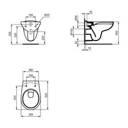 Ideal Standard Wandtiefspül-WC Eurovit, randlos, 355x520x400mm, Weiß... IST-K881001 4015413078061 (Abb. 1)