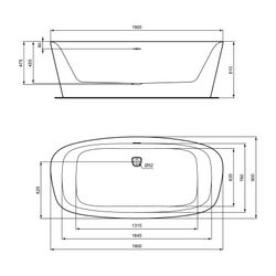 Ideal Standard Duo-Badewanne DEA, freistehend, 1900x900x475/610mm, Seidenweiß... IST-K8722V1 4015413081993 (Abb. 1)