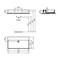 Ideal Standard Waschtisch Extra, ohne Hahnloch, mit Überlauf 800x450x150mm, geschliffen, W... IST-T390101 8014140468097 (Abb. 1)