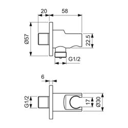 Ideal Standard Wandhalter Idealrain runde Rosette für Handbrause und Brauseschlauch G1/2 C... IST-BC807AA 3800861086338 (Abb. 1)