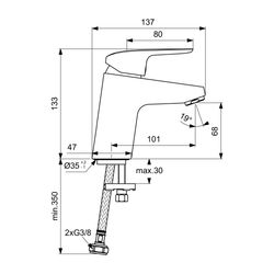 Ideal Standard Waschtischarmatur Ceraflex, 5 l/min., ohne Ablgarn., Ausld.101mm, Chrom... IST-B1710AA 3800861055853 (Abb. 1)