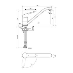 Ideal Standard Küchenarmatur Ceraflex, ND, mit Rohrauslauf Ausld.228 mm, Chrom... IST-BC130AA 3800861062080 (Abb. 1)