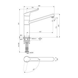 Ideal Standard Küchenarmatur Ceraflex, ND, mit hohem Rohrauslauf Ausld.222 mm, Chrom... IST-BC136AA 3800861062141 (Abb. 1)