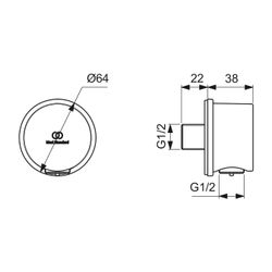 Ideal Standard Wandanschlussbogen Idealrain für Brauseschlauch G1/2 Magnetic Grey... IST-BC808A5 3800861087540 (Abb. 1)