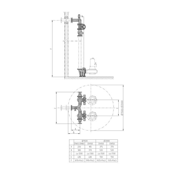 Jung Pumpen Armaturen DN 80 für ES D1500