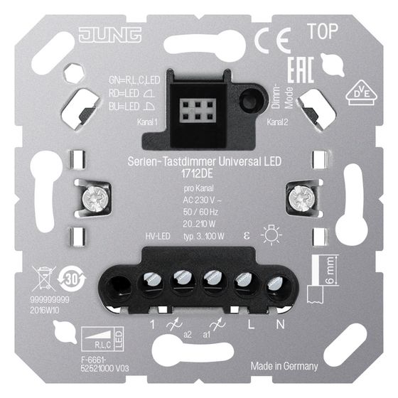 Jung Serien-Tastdimmer Universal LED 1712DE, Unterputz, Basiselement