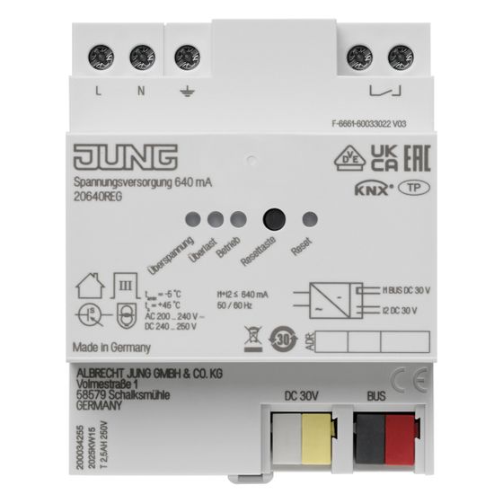 Jung KNX Spannungsversorgung 20640REG, 640mA, 4 TE, REG