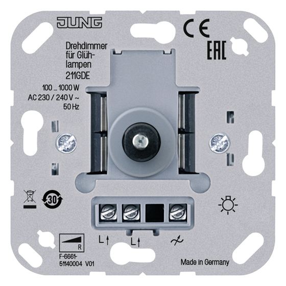 Jung Drehdimmer 211GDE Basiselement, 100-1000W, Unterputz