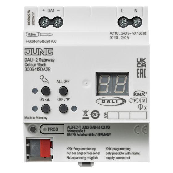 Jung KNX DALI-2 Gateway Colour 30064 1S DA2 R, 4 TE, REG, 1 Kanal