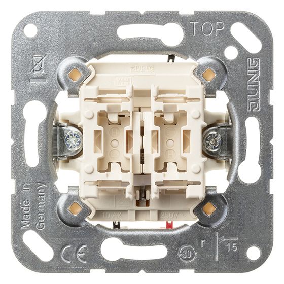 Jung Jalousie-Wippschalter 509VU, 10A 250V, Unterputz, Weiß