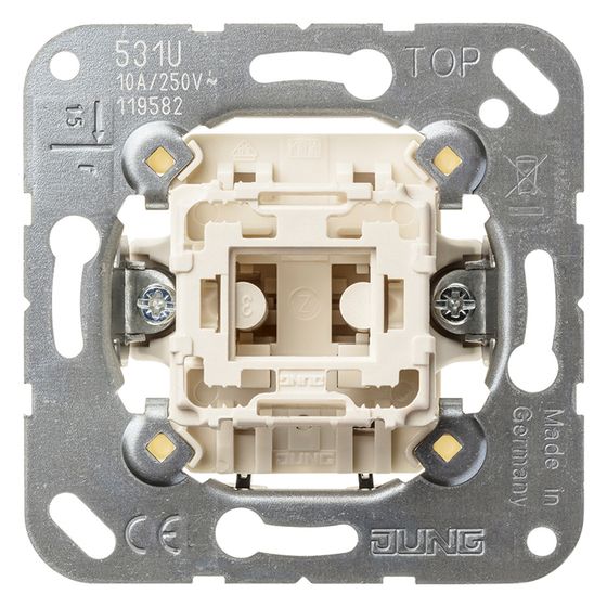 Jung Taster, 1-pol. Schließer, 10 A 250 V, Unterputz, 71x71mm