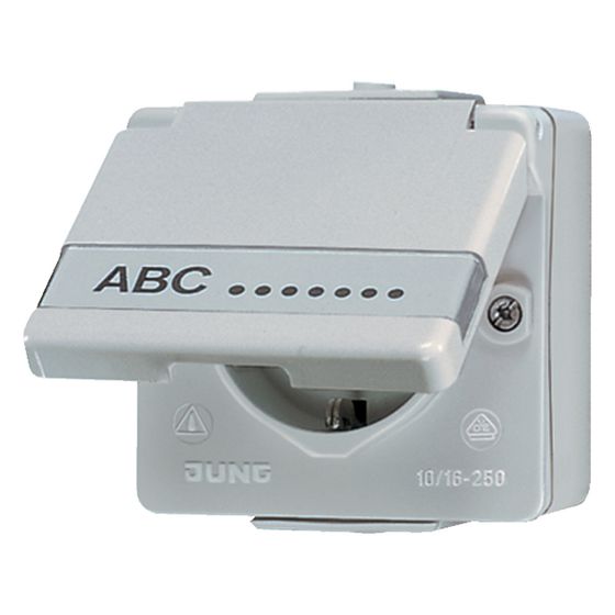 Jung Schutzkontakt-Steckdose WG 600 620NAW, IP44, Kunststoff, Grau