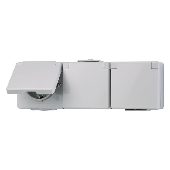 Jung Schutzkontakt-Steckdose WG 600, 3-fach, Kunststoff, Grau