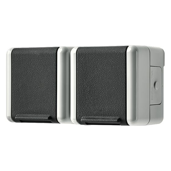 Jung Schutzkontakt-Zweifach-Steckdose WG 800 8220 W, IP44, Kunststoff, Grau, 1 Stück