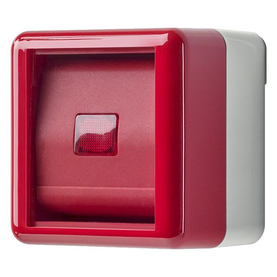 Jung Abdeckung mit Glasscheibe WG 800, 53x68,5mm, Thermoplast, Rot