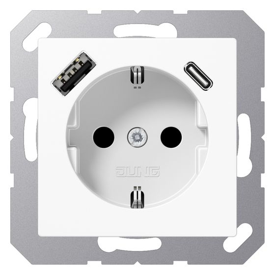 Jung Schutzkontakt-Steckdose AS/A A1520-15CAWW, 16A 250V, Thermoplast, Alpinweiß
