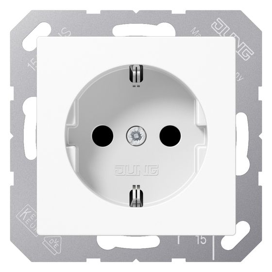 Jung Schutzkontakt-Steckdose AS/A A1520BFKIWW, 16A 250V, Thermoplast, Alpinweiß