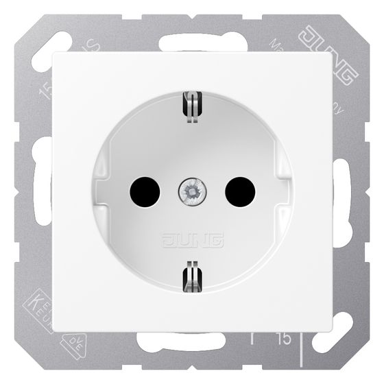 Jung Schutzkontakt-Steckdose Serie A A1520BFWWM, 16A 250V, Thermoplast lackiert, Schneeweiß matt