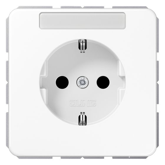 Jung Schutzkontakt-Steckdose Serie CD, 16A 250V, mit Schriftfeld, Duroplast, Alpinweiß