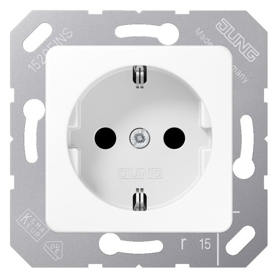 Jung Schutzkontakt-Steckdose CD5120BFWW, 16A 250V, Thermoplast, Alpinweiß
