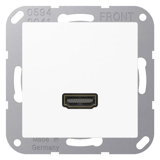Jung Multimedia-Anschluss HDMI AS/A MAA1112WW, 25mm Einbautiefe, Thermoplast, Alpinweiß