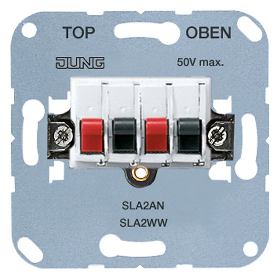 Jung Stereo-Lautsprecher-Anschlussdose SLA2WW, 2fach, Alpinweiß