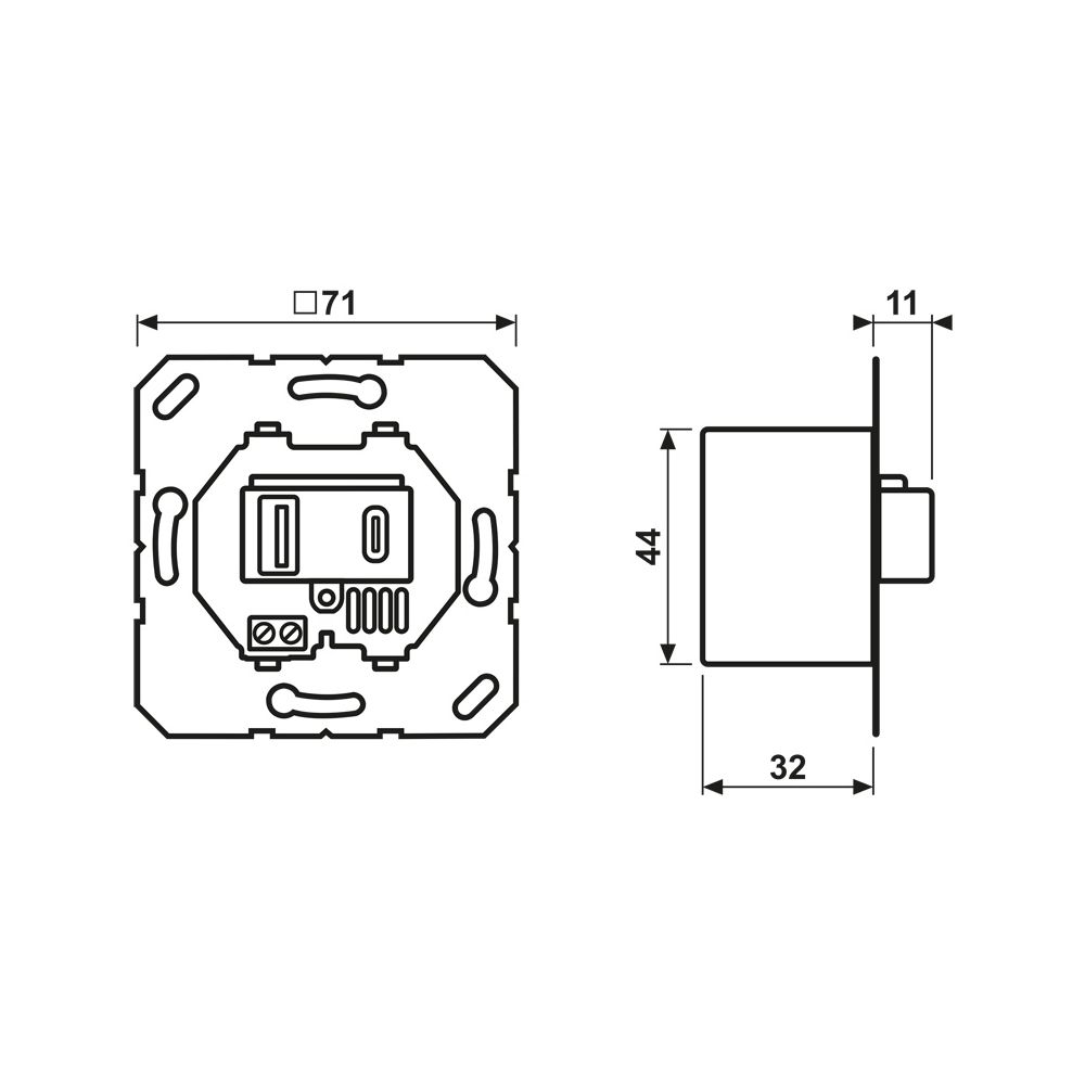 Jung USB-Ladegerät USB15CAWW, 1x Typ A 1x Typ C, Alpinweiß... JUNGE-USB15CAWW 4011377176836 (Abb. 2)