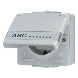 Jung Schutzkontakt-Steckdose WG 600 620NAW, IP44, Kunststoff, Grau... JUNGE-620NAW 4011377488403 (Abb. 1)