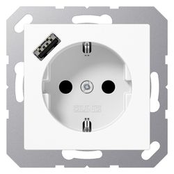 Jung Schutzkontakt-Steckdose A 1520-18 A WW, 1x USB-A, Thermoplast, Alpinweiß... JUNGE-A1520-18AWW 4011377184176 (Abb. 1)