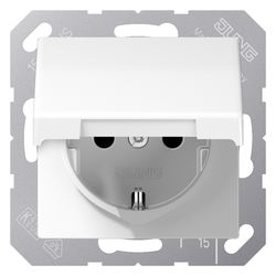 Jung Schutzkontakt-Steckdose AS AS1520BFKLWW, 16A 250V, Thermoplast, Alpinweiß... JUNGE-AS1520BFKLWW 4011377076914 (Abb. 1)