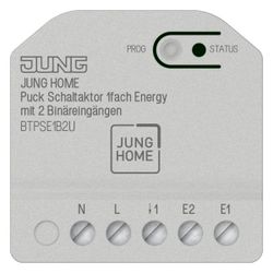 JUNG HOME Puck Schaltaktor 1fach Energy, mit 2 Binäreingängen, Unterputz, 230V... JUNGE-BTPSE1B2U 4011377360075 (Abb. 1)