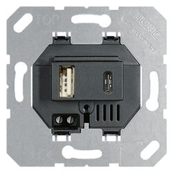 Jung USB-Ladegerät USB15CASW, 1x Typ A 1x Typ C, Unterputz, Schwarz... JUNGE-USB15CASW 4011377176843 (Abb. 1)