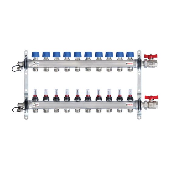 Junkers Bosch Edelstahlverteiler 10HK DFM 0-5l/min für Wohnungsstationen