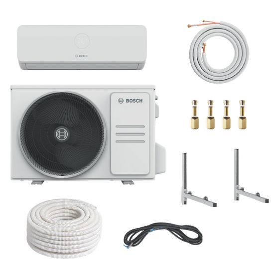 Bosch Split-Klimapaket Bopa CL322 mit CL3200iU W 26 E, 2,6kW, CL3000i 26 E, R32, Wandkonsole, Doppelrohr