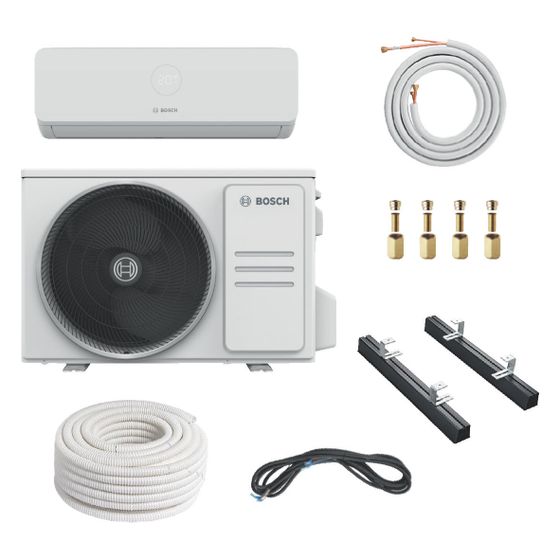 Bosch Split-Klimapaket Bopa CL321 mit CL3200iU W 26 E, 2,6kW, CL3000i 26 E, R32, Bodenkonsole, Doppelrohr