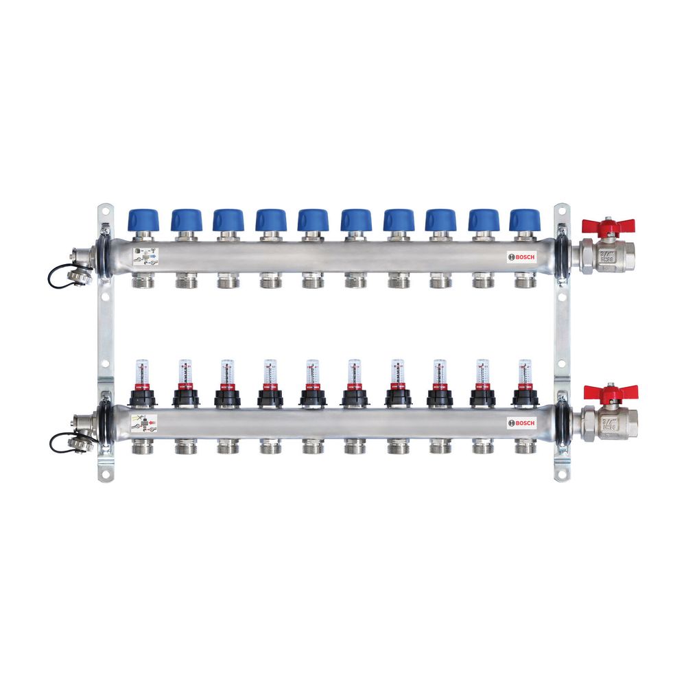 Junkers Bosch Edelstahlverteiler 10HK DFM 0-5l/min für Wohnungsstationen... JUNKERS-7738343144 4062321685720 (Abb. 1)