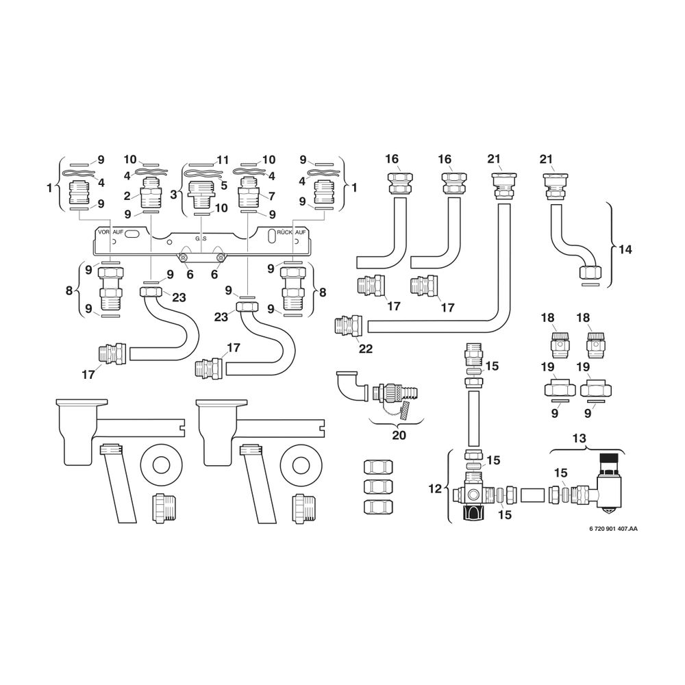 BOSCH Installationszubehör Nr. 679 Installationssatz für ST 50.., ST 80..... JUNKERS-7719001486 4010009548041 (Abb. 2)