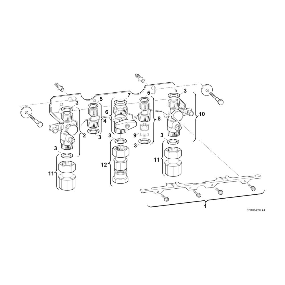 BOSCH Installationszubehör Nr. 993 Montageanschlussplatte Aufputz... JUNKERS-7719002374 4010009709251 (Abb. 2)