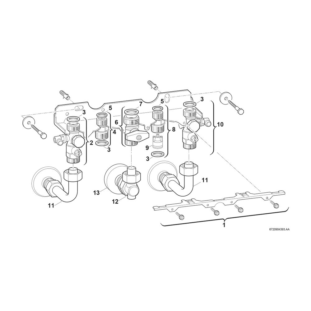 BOSCH Installationszubehör, Nr. 994, Montageanschlussplatte Unterputz... JUNKERS-7719002375 4010009709268 (Abb. 2)