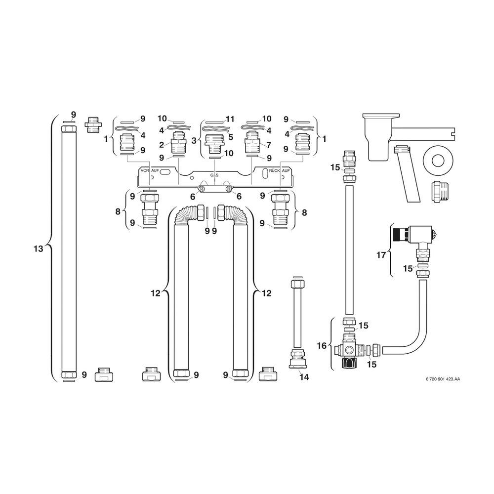 BOSCH Installationszubehör Nr. 686/1 Installationssatz Auf- und Unterputz... JUNKERS-7719001938 4010009591856 (Abb. 2)