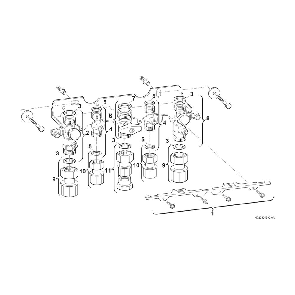 BOSCH Installationszubehör Nr. 991 Montageanschlussplatte Aufputz... JUNKERS-7719002372 4010009709121 (Abb. 2)