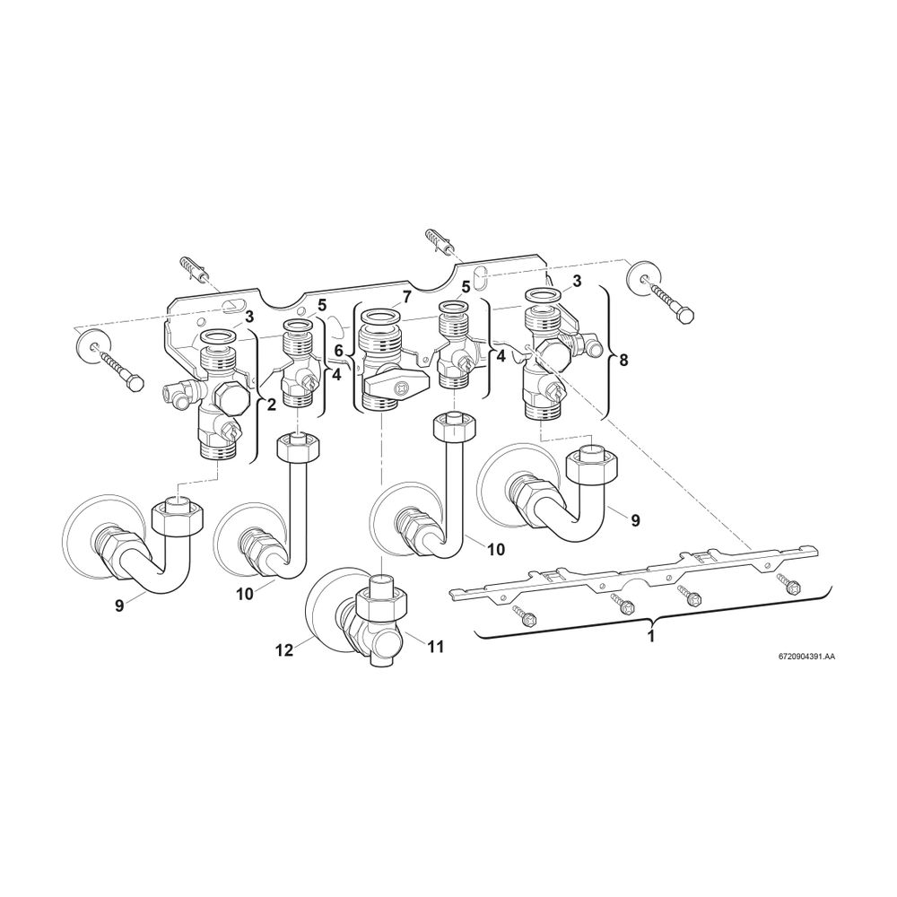 BOSCH Installationszubehör Nr. 992 Montageanschlussplatte Unterputz... JUNKERS-7719002373 4010009709138 (Abb. 2)