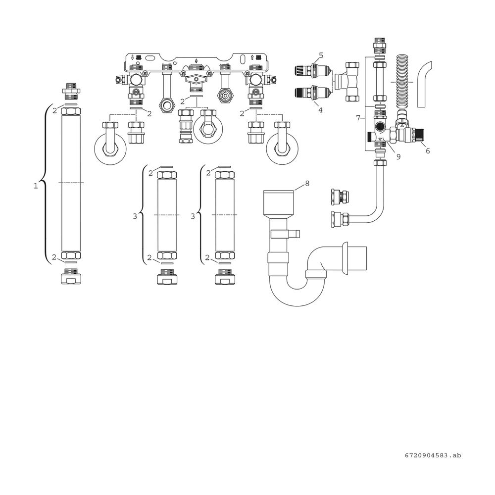 BOSCH Installationszubehör Nr. 615/2.1 Installationssatz Aufputz ST 120,160... JUNKERS-7719002723 4010009275145 (Abb. 2)