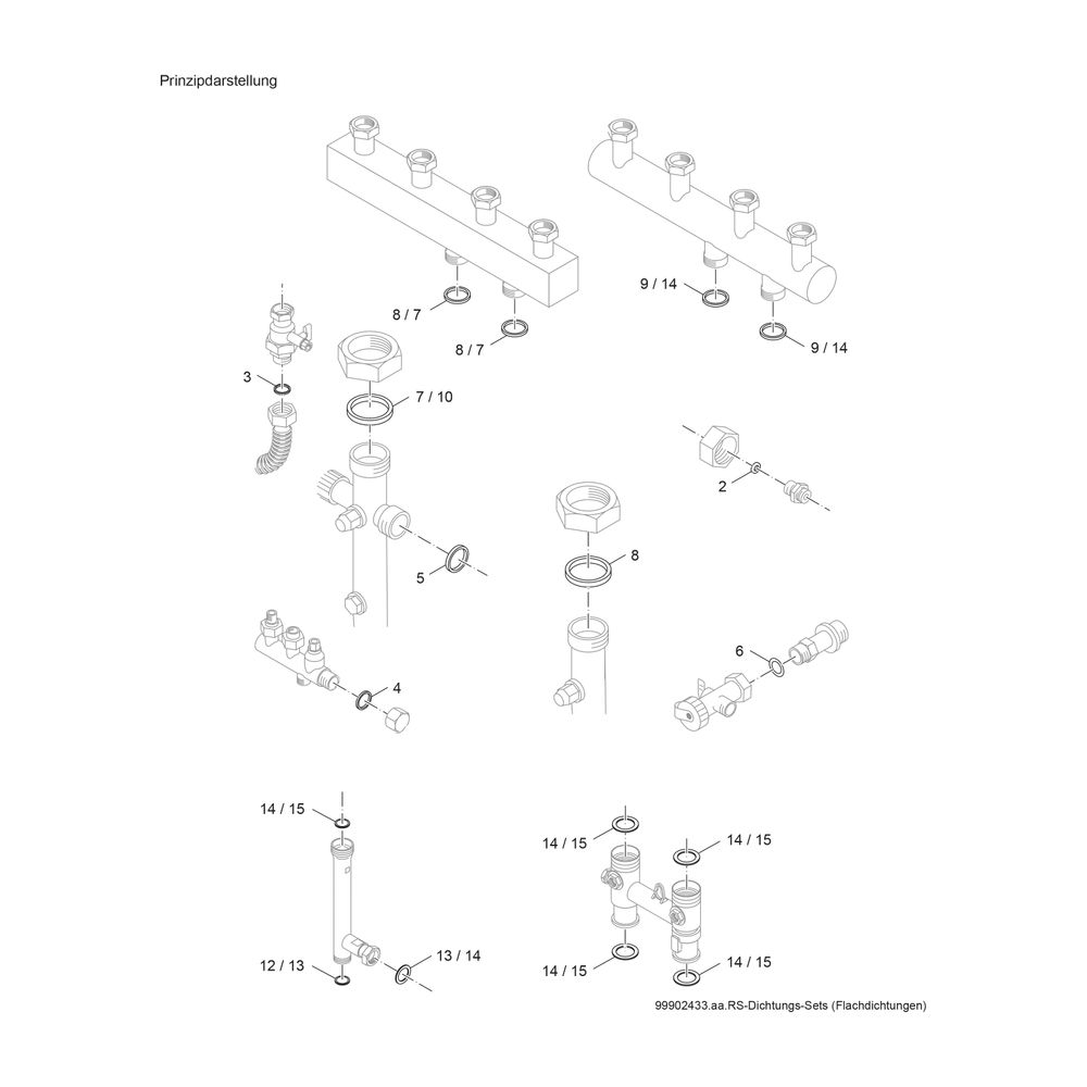 BOSCH Ersatzteil TTNR: 5354971 Dichtungssatz Flachd HS/HSM everp V2... JUNKERS-5354971 4010009955757 (Abb. 2)