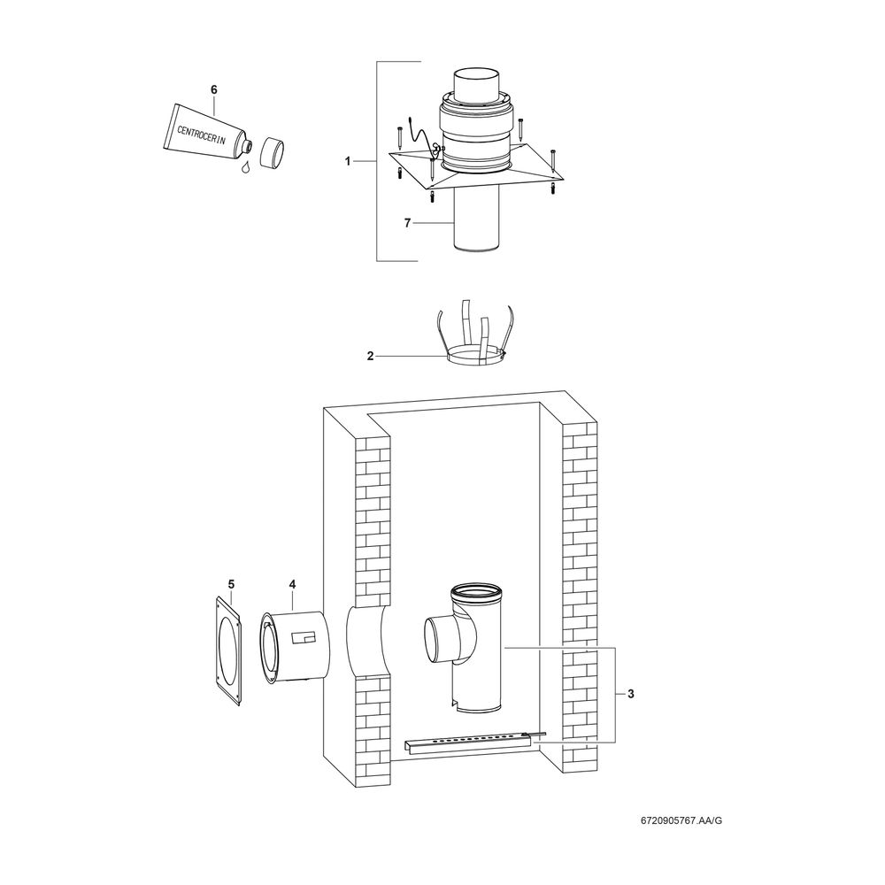 BOSCH Abgaszubehör AZB 955 Schachtpaket d:250 mm, PP... JUNKERS-7746900675 4047416138756 (Abb. 2)