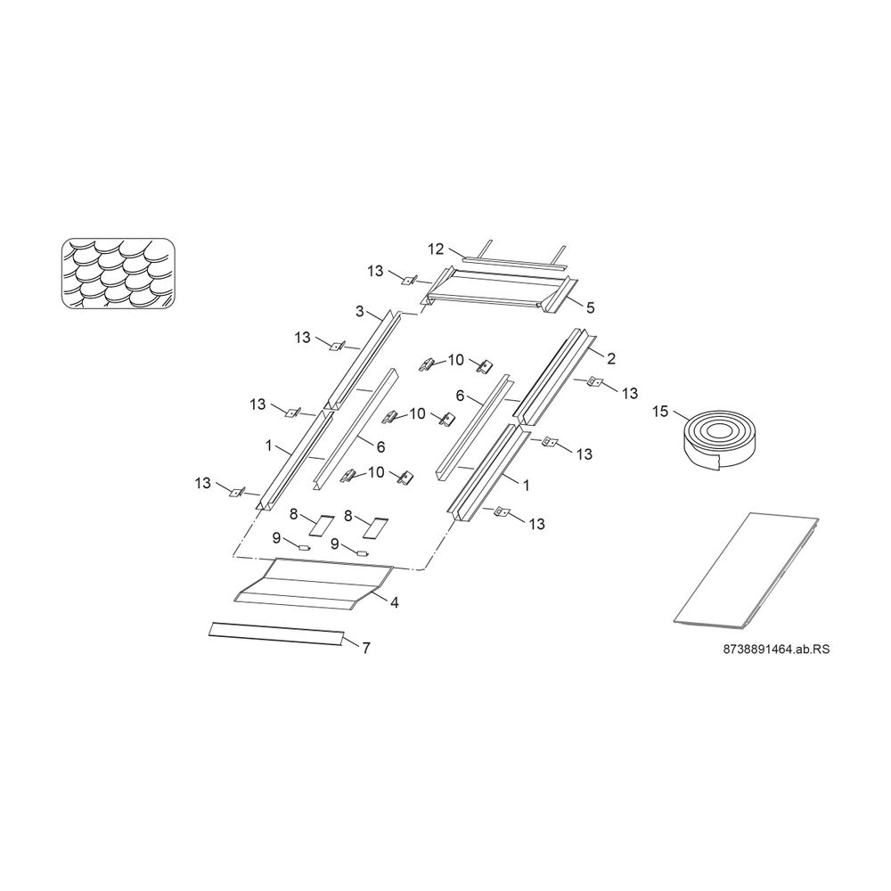 BOSCH Zubehör Flachkollektoren FKI 15-2 Indach Schiefer/Biberschwanz, senkrecht... JUNKERS-8718530992 4051516044527 (Abb. 2)