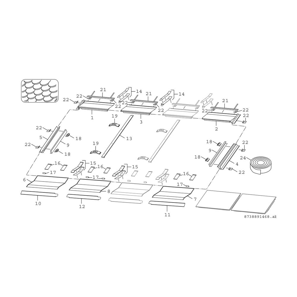 BOSCH Zubehör Solartechnik FKI 23-2 Indach Grundset 2 Kollektoren waagerecht... JUNKERS-8718530999 4051516044596 (Abb. 2)