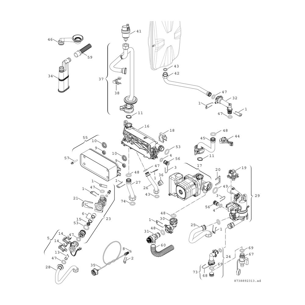 BOSCH Gas-Brennwertgerät, wandhängend CERAPUR ZWB 28-5 C 23, 840x440x350,Kombi... JUNKERS-7736901024 4057749175052 (Abb. 6)