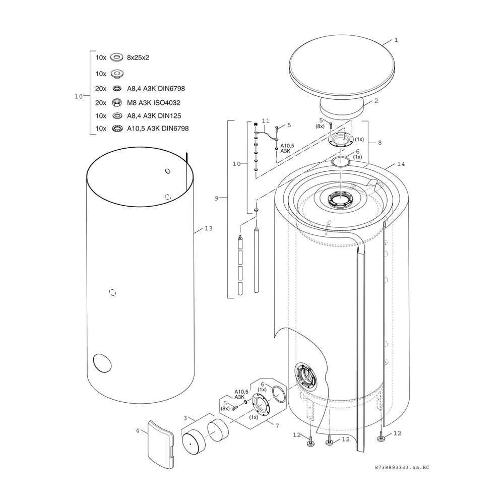 BOSCH Vorwärmspei. STORA W 500-5 XP 1 B 1870x850, 500 L, inkl. Vliesisolierung... JUNKERS-7735501573 4057749554154 (Abb. 3)